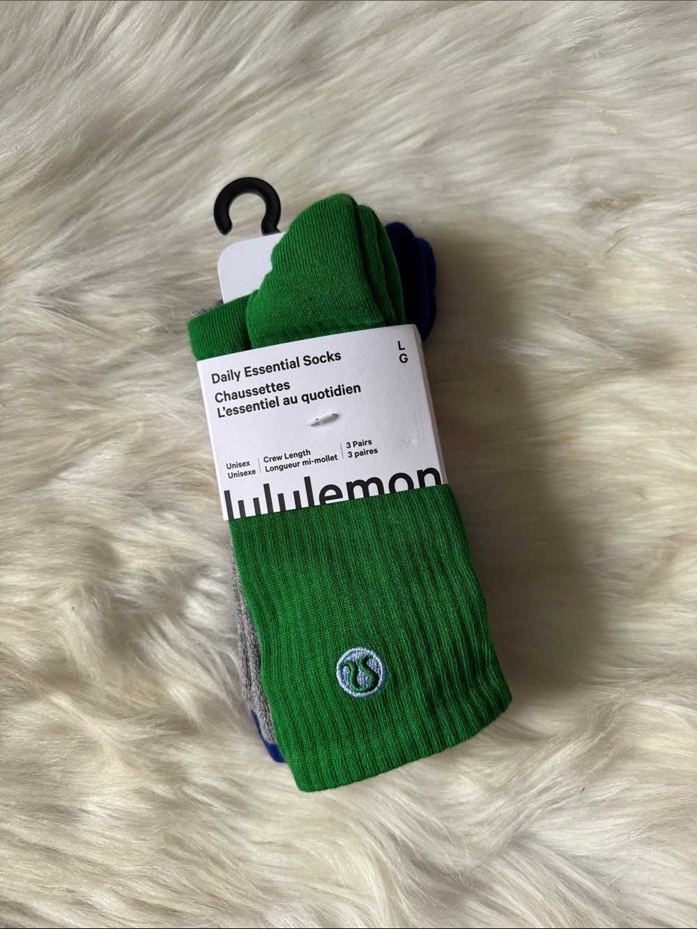 Lululemon Unisex Daily Essential Crew Length Socks sz Large